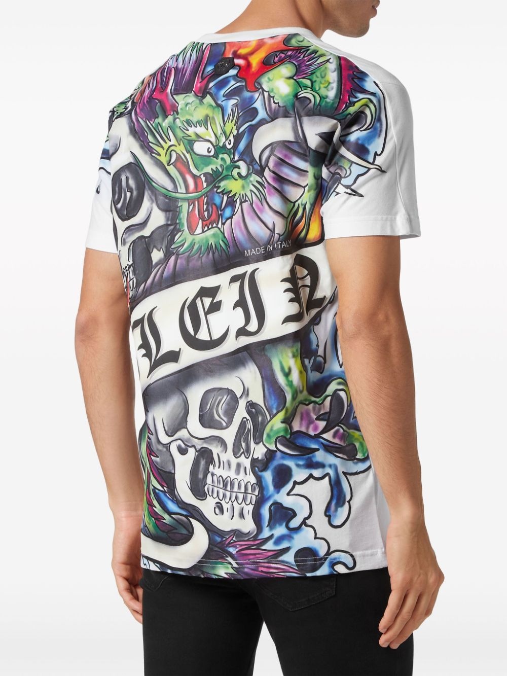 Tattoo-print cotton T-shirt - 4