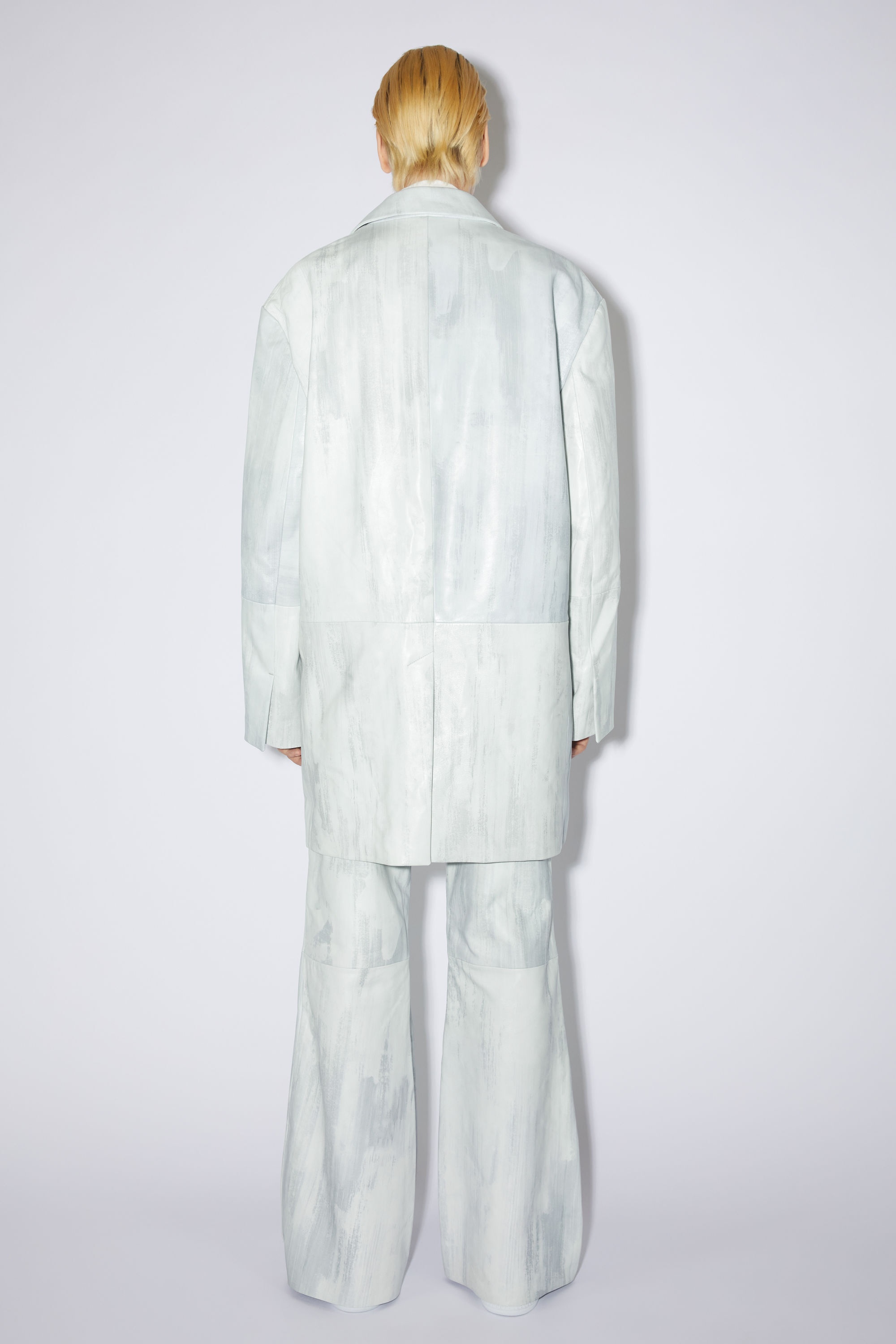Leather single-breasted jacket - Cold white - 6