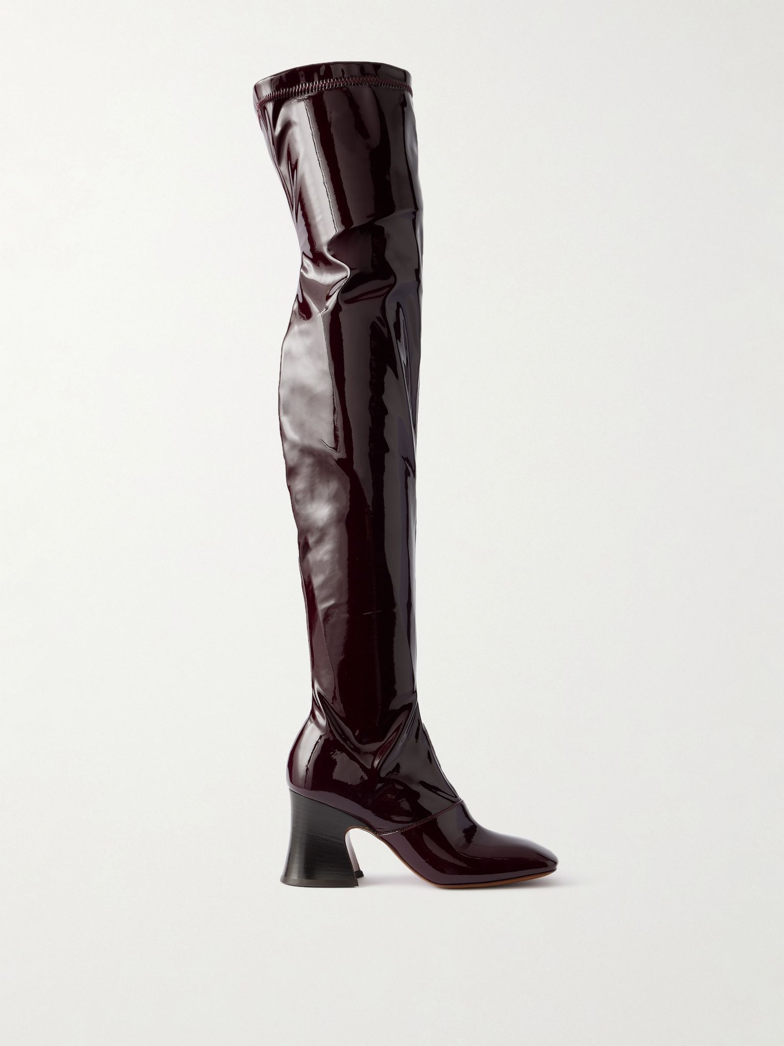 Janis glossed over-the-knee boots Burgundy - 1