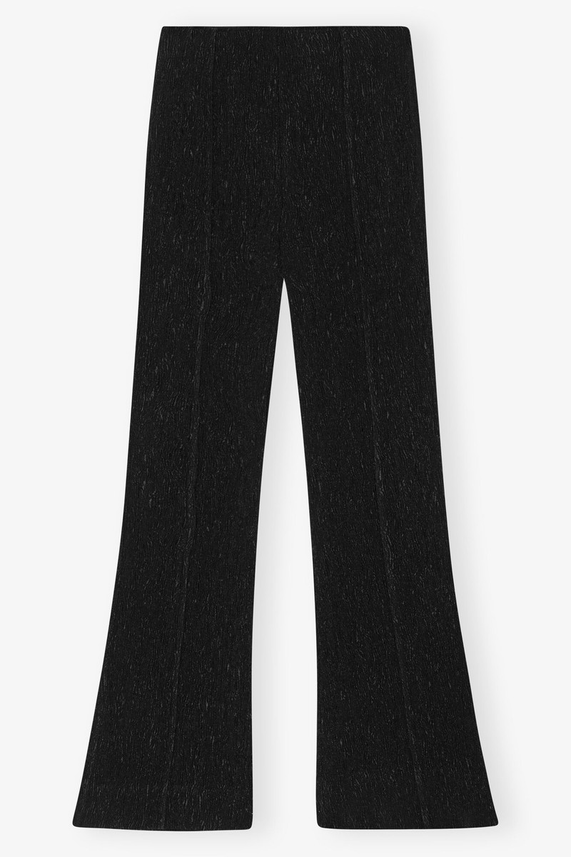 BLACK VISCOSE STRETCH FLARED PANTS - 1