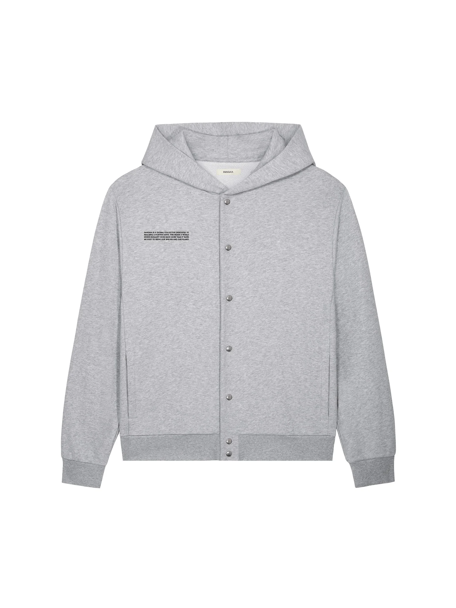 Mens 365 Midweight Snap Button Hoodie - Grey Marl - 1
