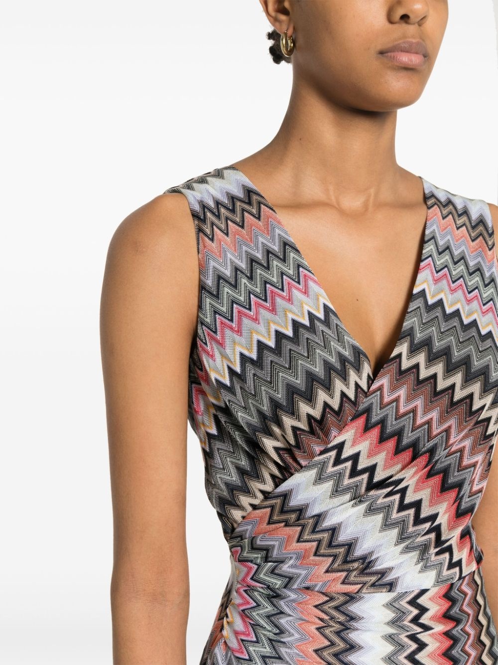 zigzag-woven draped-detail dress - 5