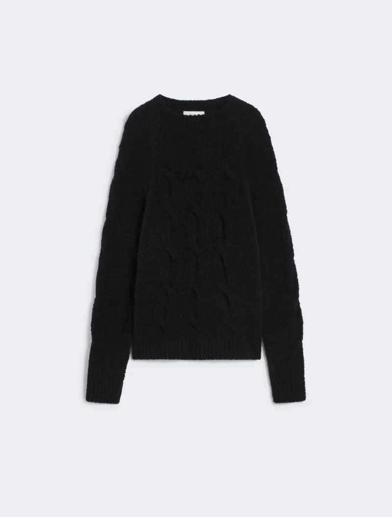 Oversized fluffy sweater - BLACK - 1