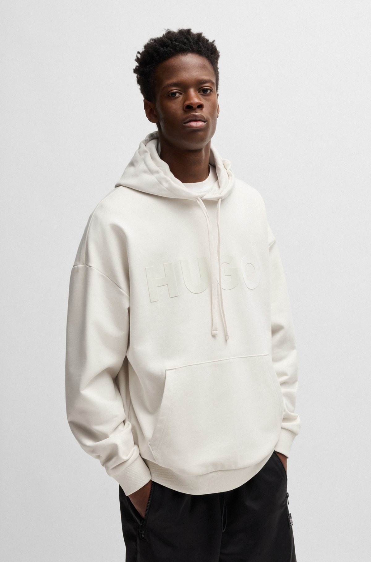OVERSIZE-FIT HOODIE IN COTTON TERRY WITH TONAL LOGO - 2