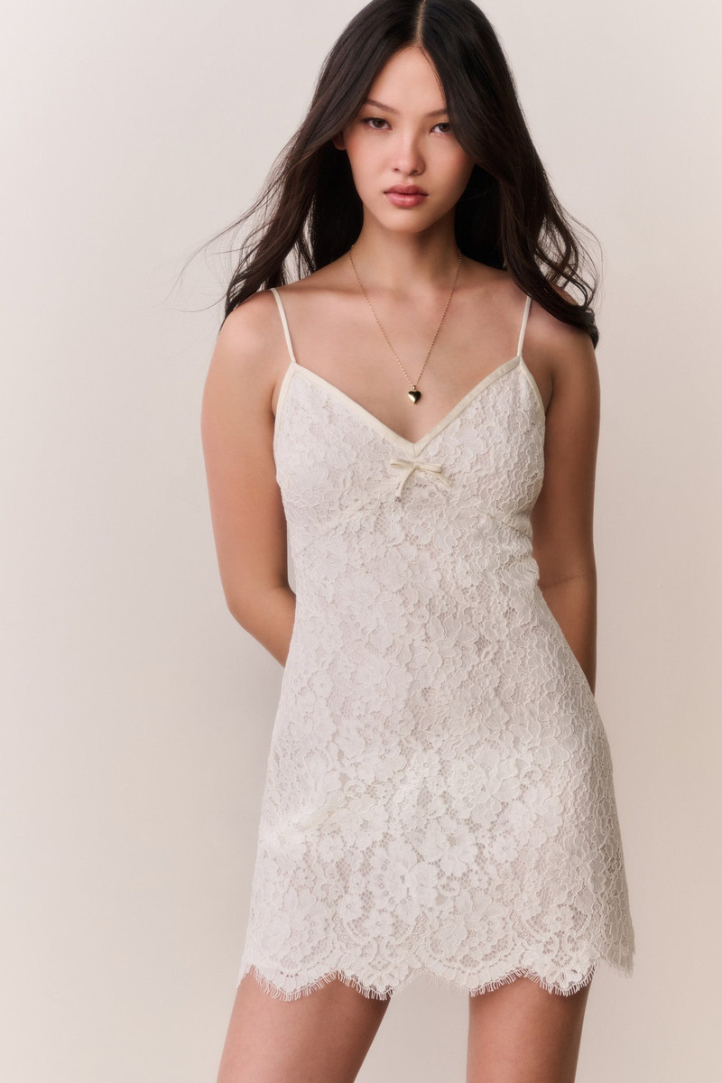 LoveShackFancy Petaline Lace Mini Dress outlook