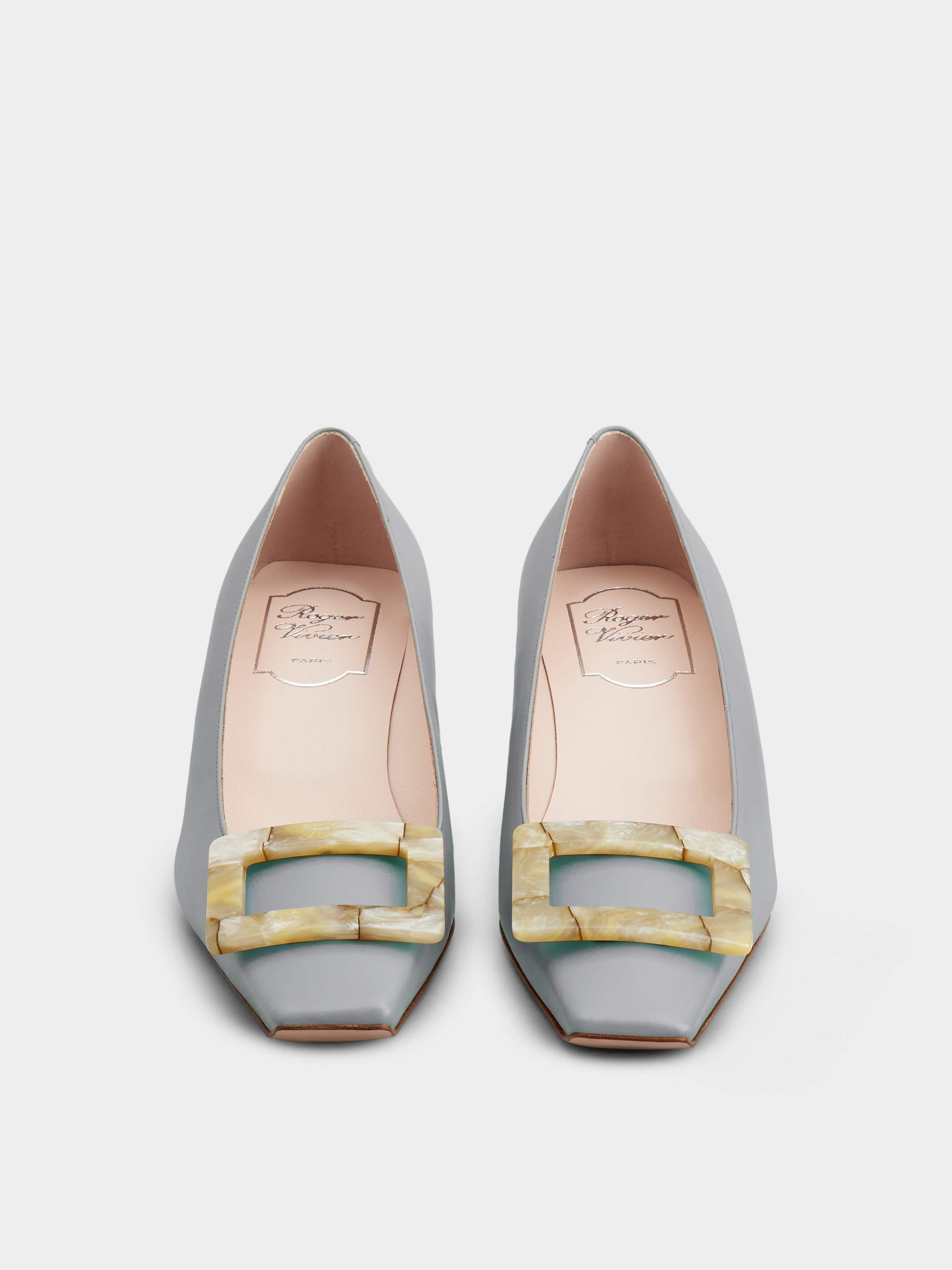 Belle Vivier Motherpearl Buckle Pumps in Leather - 7