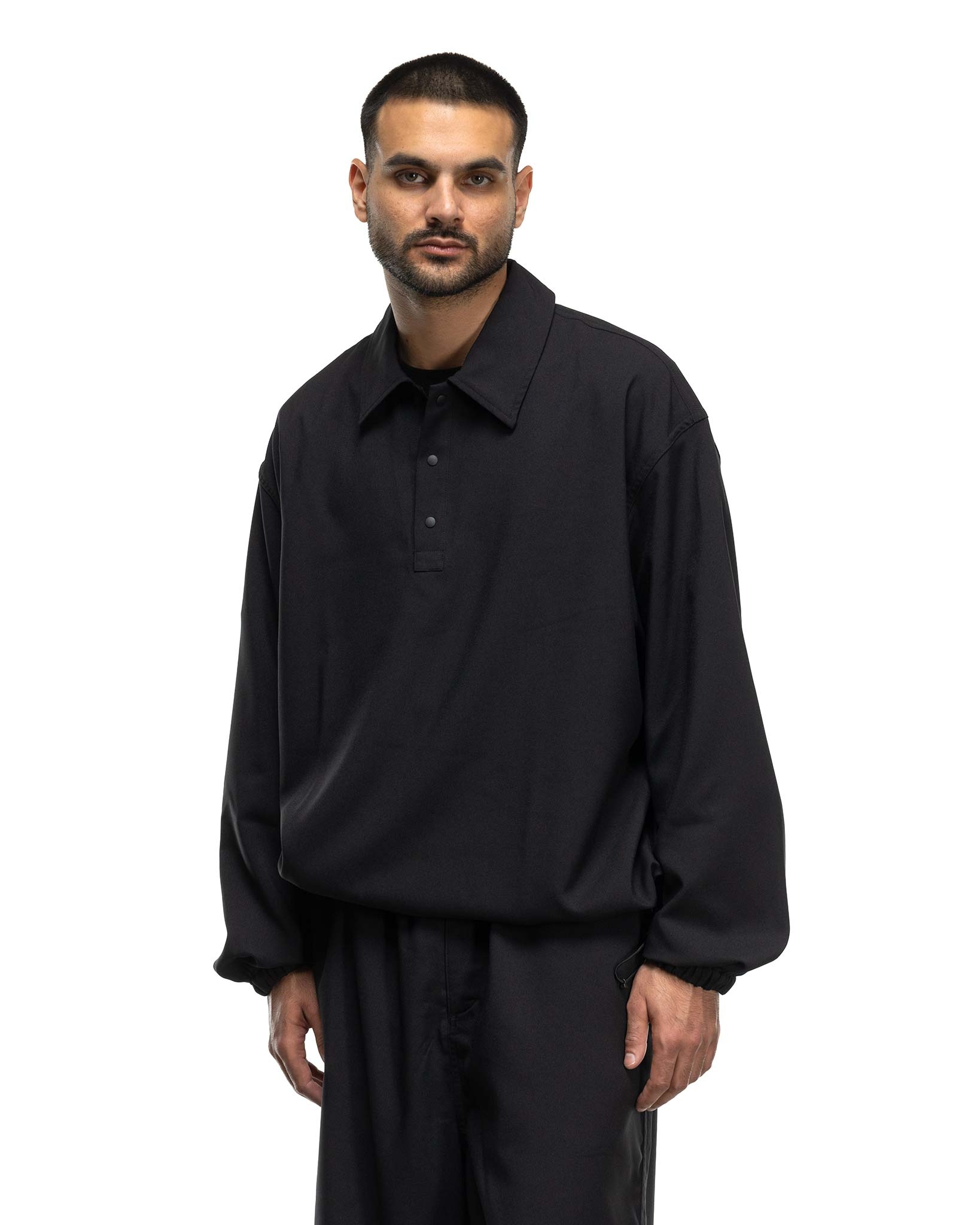 SOPHNET. Stretch Woven Clothing Pullover Shirt Black
