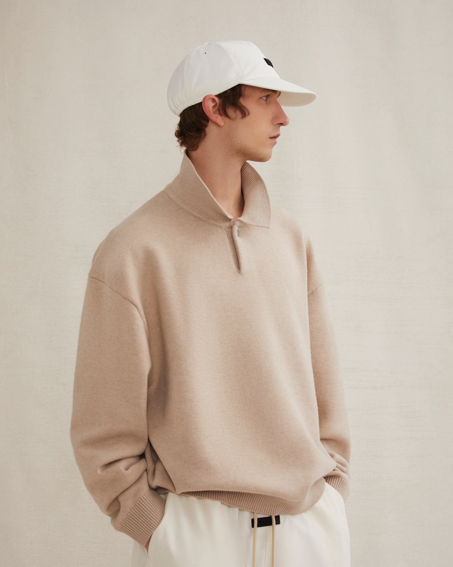 トップス essentials knit l/s polo shirts Essentials Knit L/S Polo - Iron – Feature