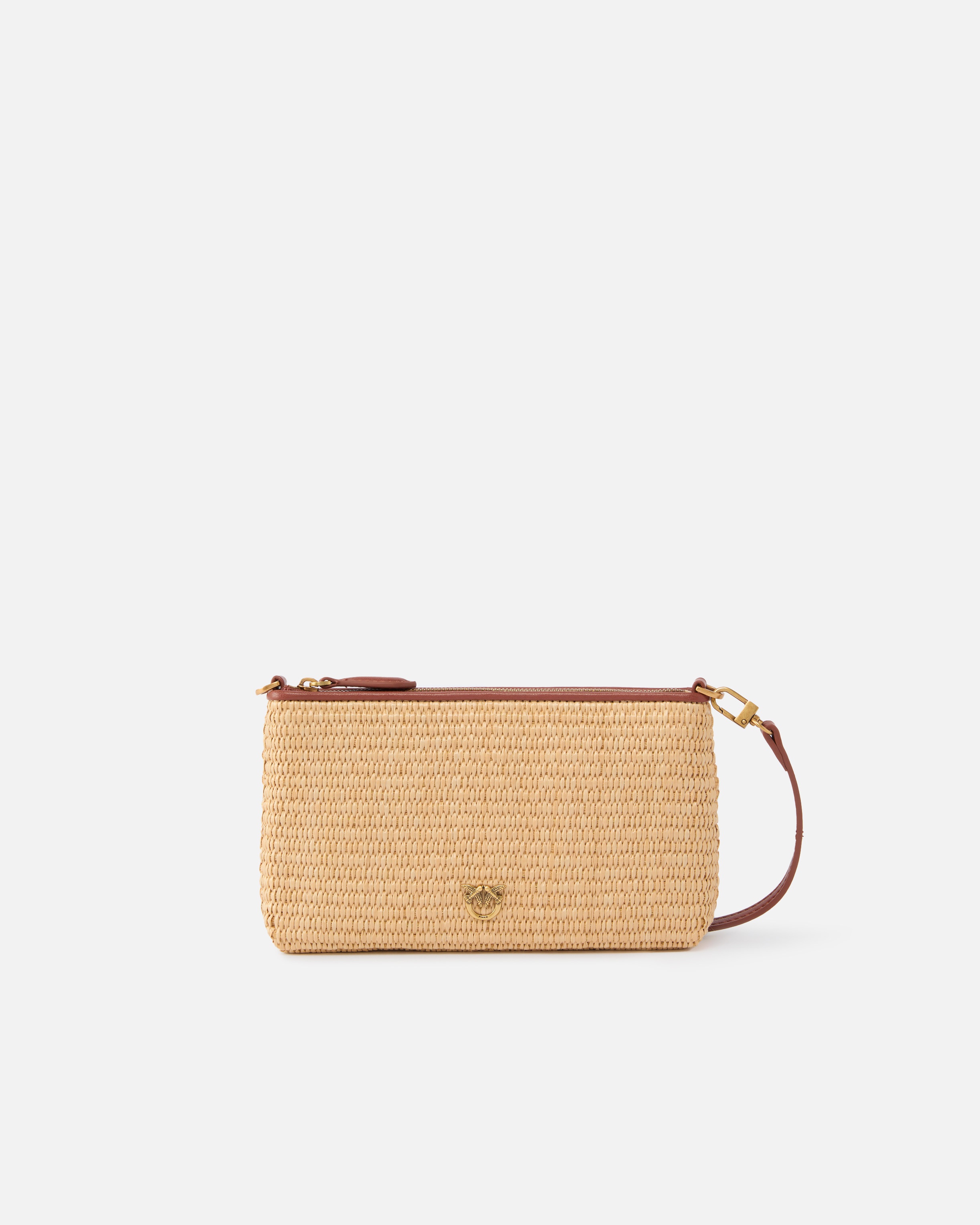 SMALL FLAT BAG IN CROCHETED RAFFIA WITH REMOVABLE SHOULDER STRAP - 1