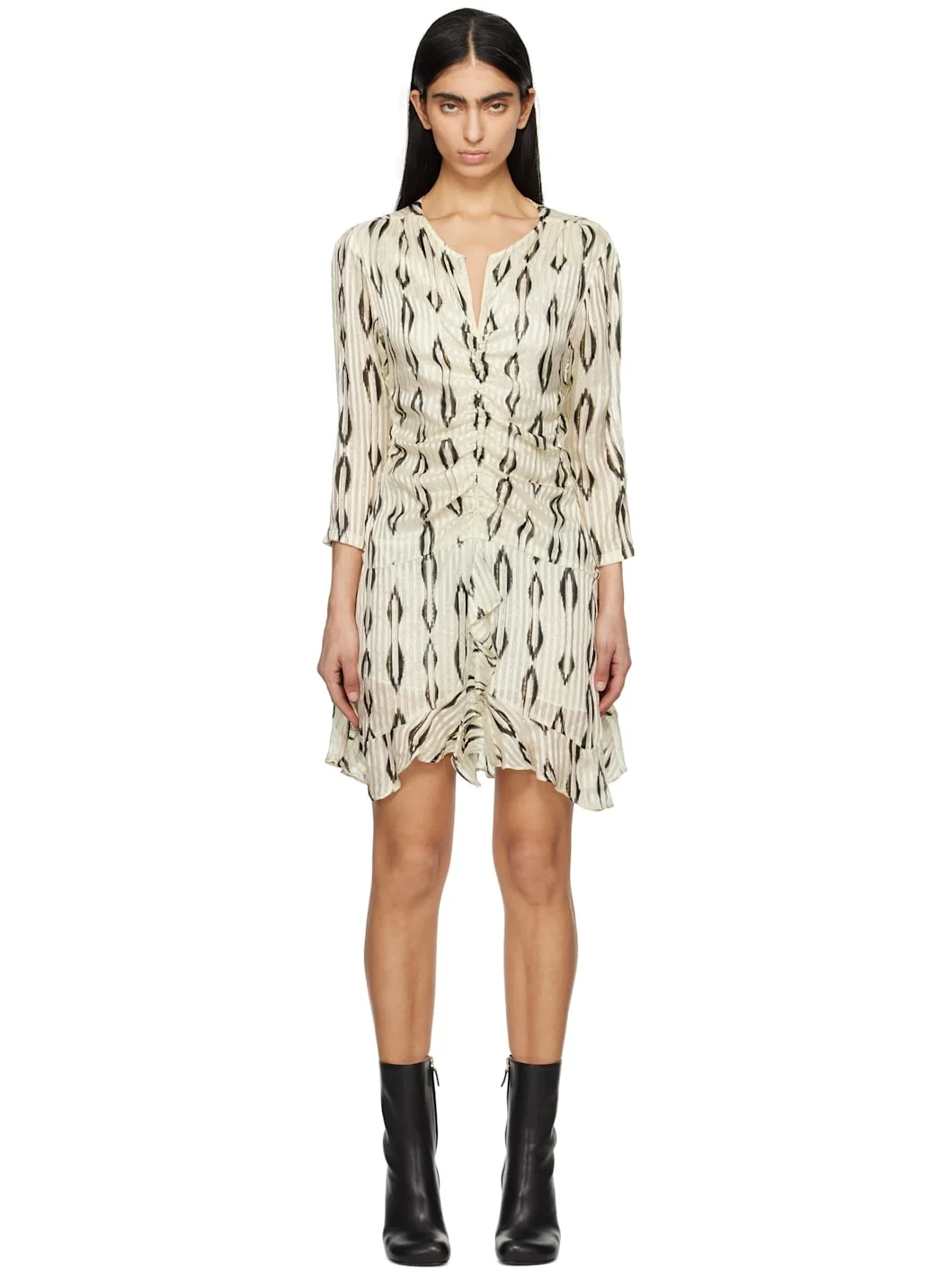 Beige & Black Octavia Minidress - 1