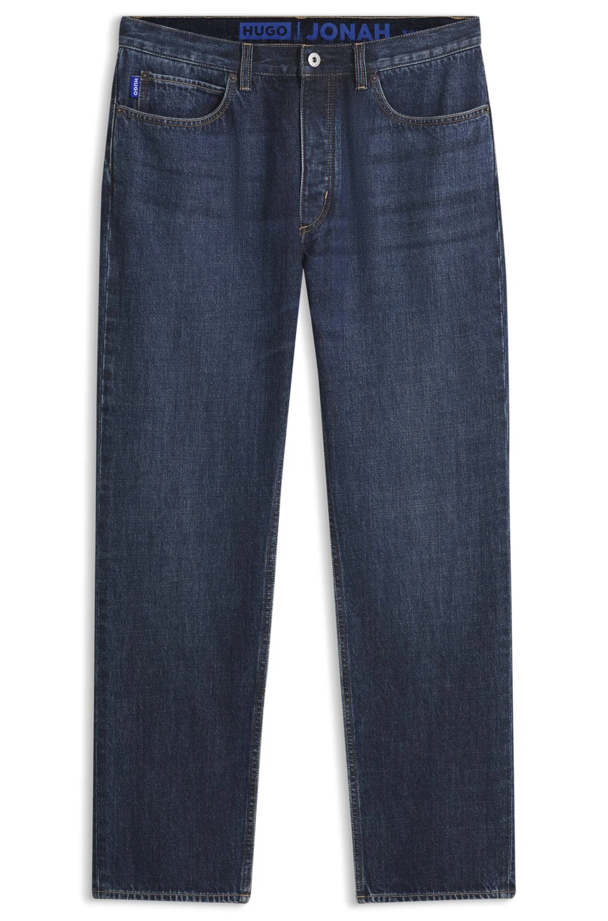 REGULAR-FIT JEANS IN DARK-BLUE STONEWASHED DENIM - 1