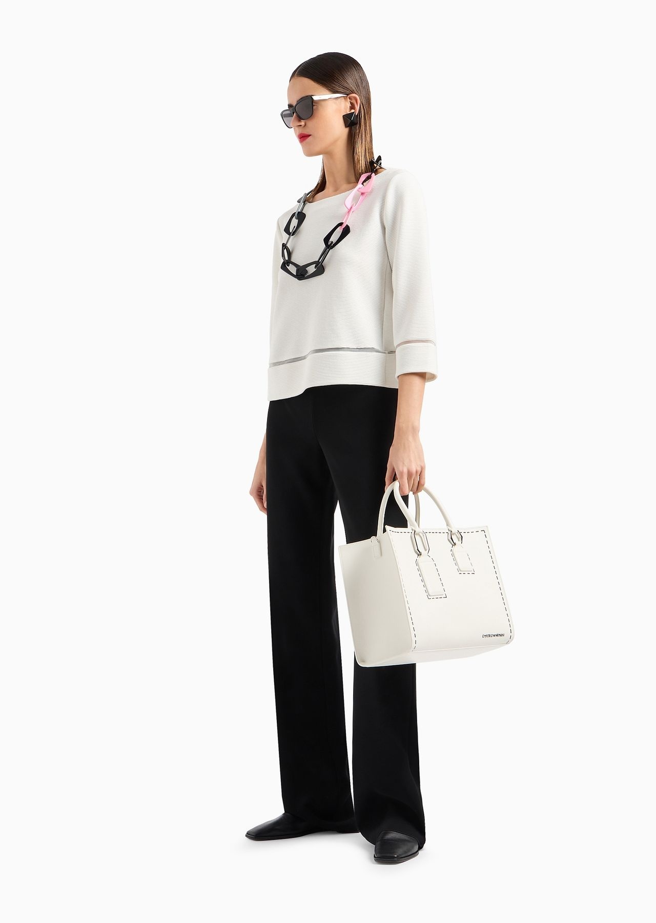 Ottoman jersey jumper with mesh inserts - 4