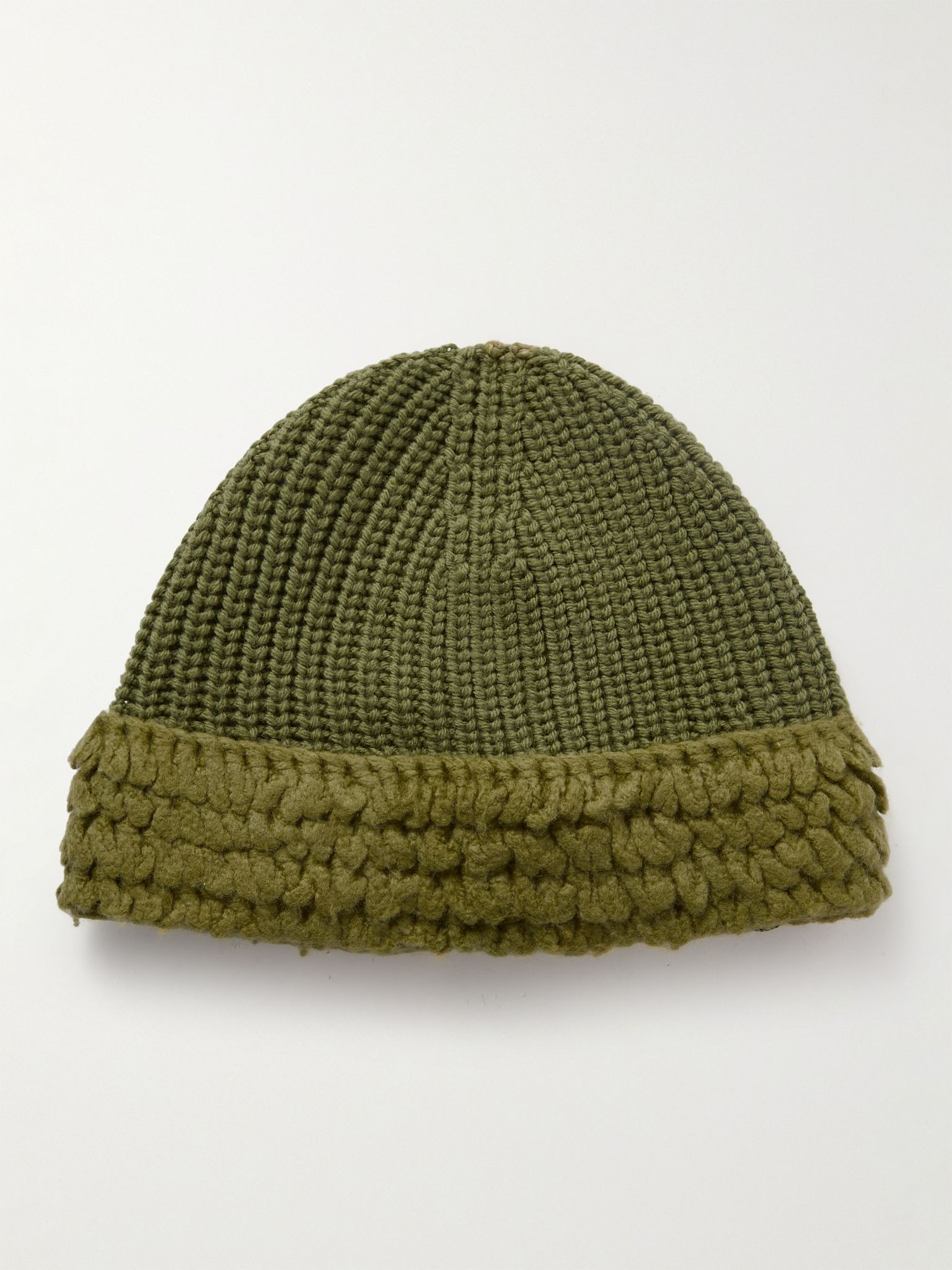 + Salehe Bembury Fringed Ribbed Wool Beanie Green - 1