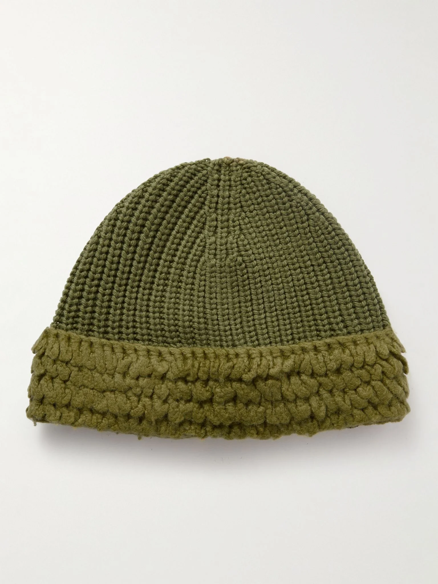 + Salehe Bembury Fringed Ribbed Wool Beanie Green - 1