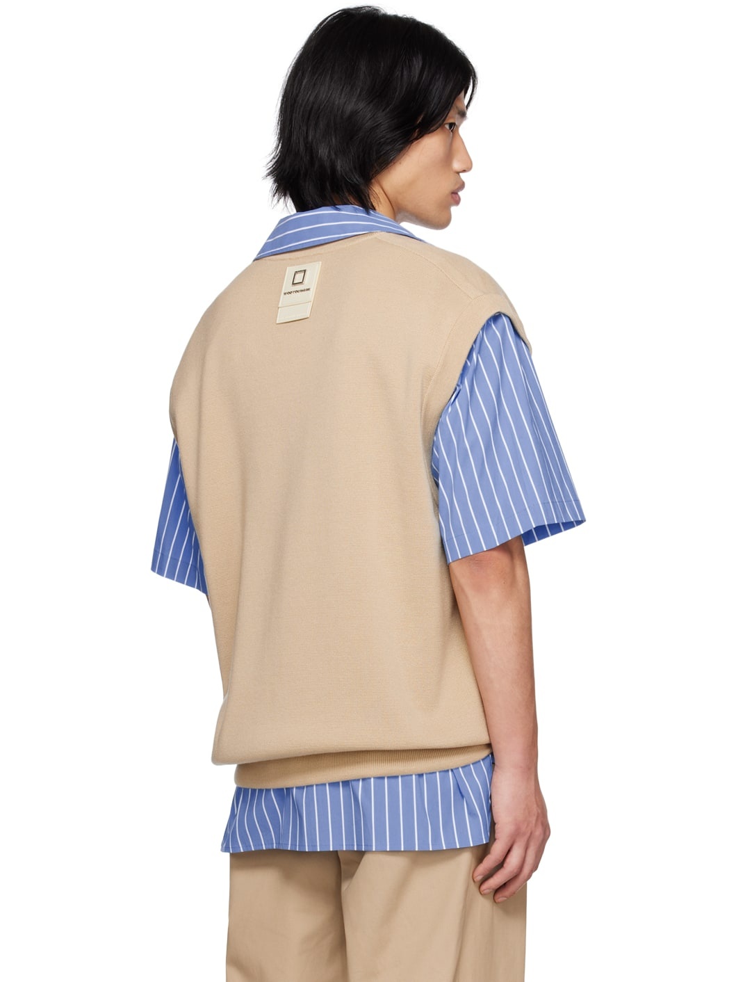 Beige V-Neck Vest - 3