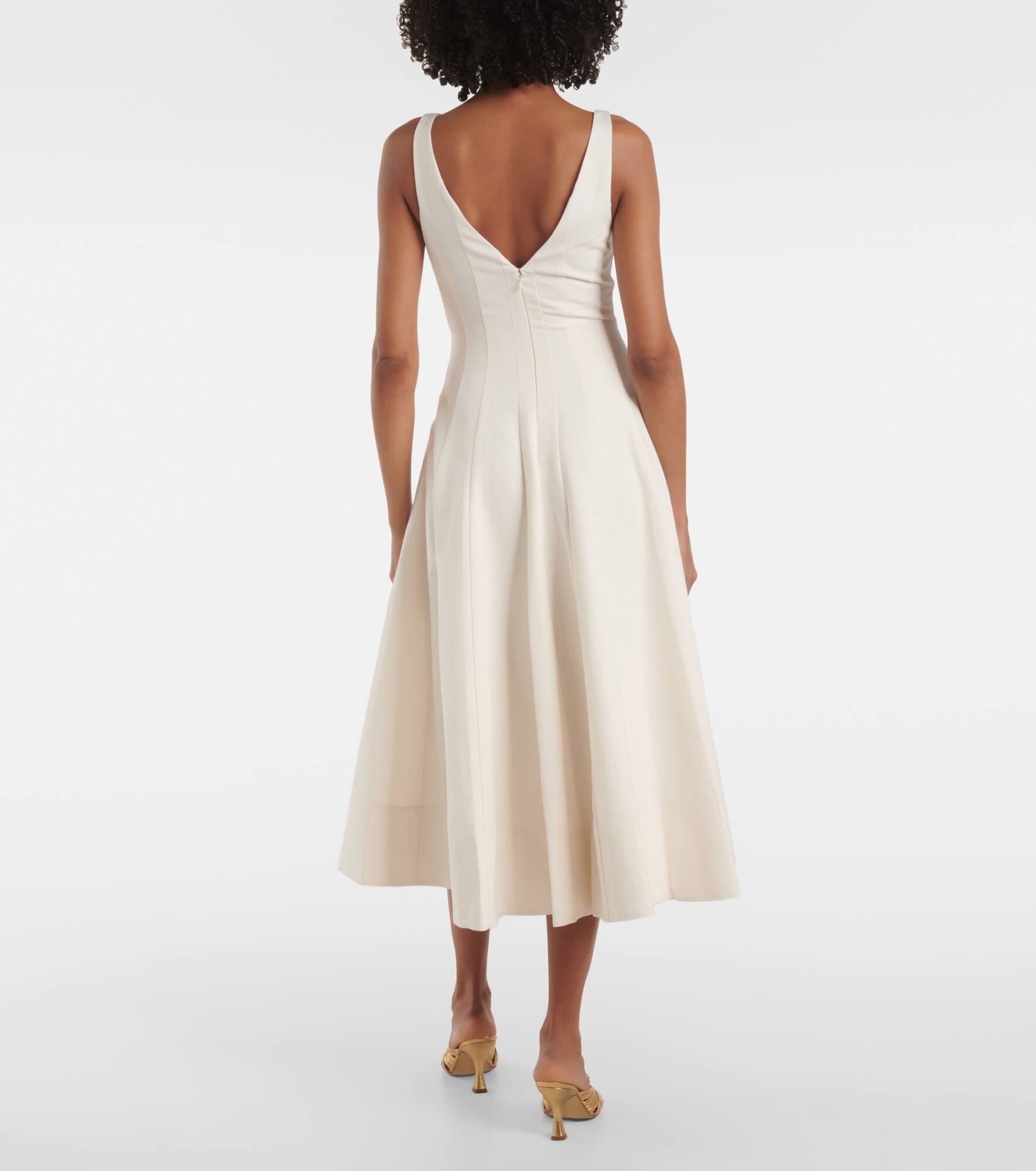 Bridal Marieta cotton-blend midi dress - 3