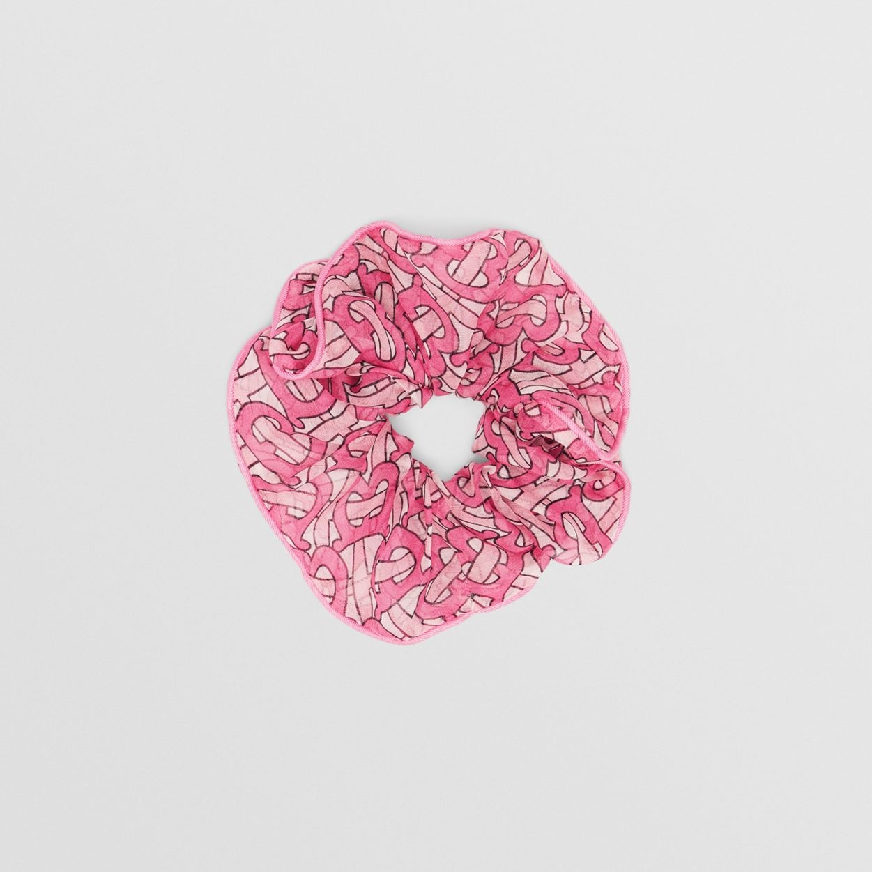 Monogram Print Silk Chiffon Scrunchie - 1