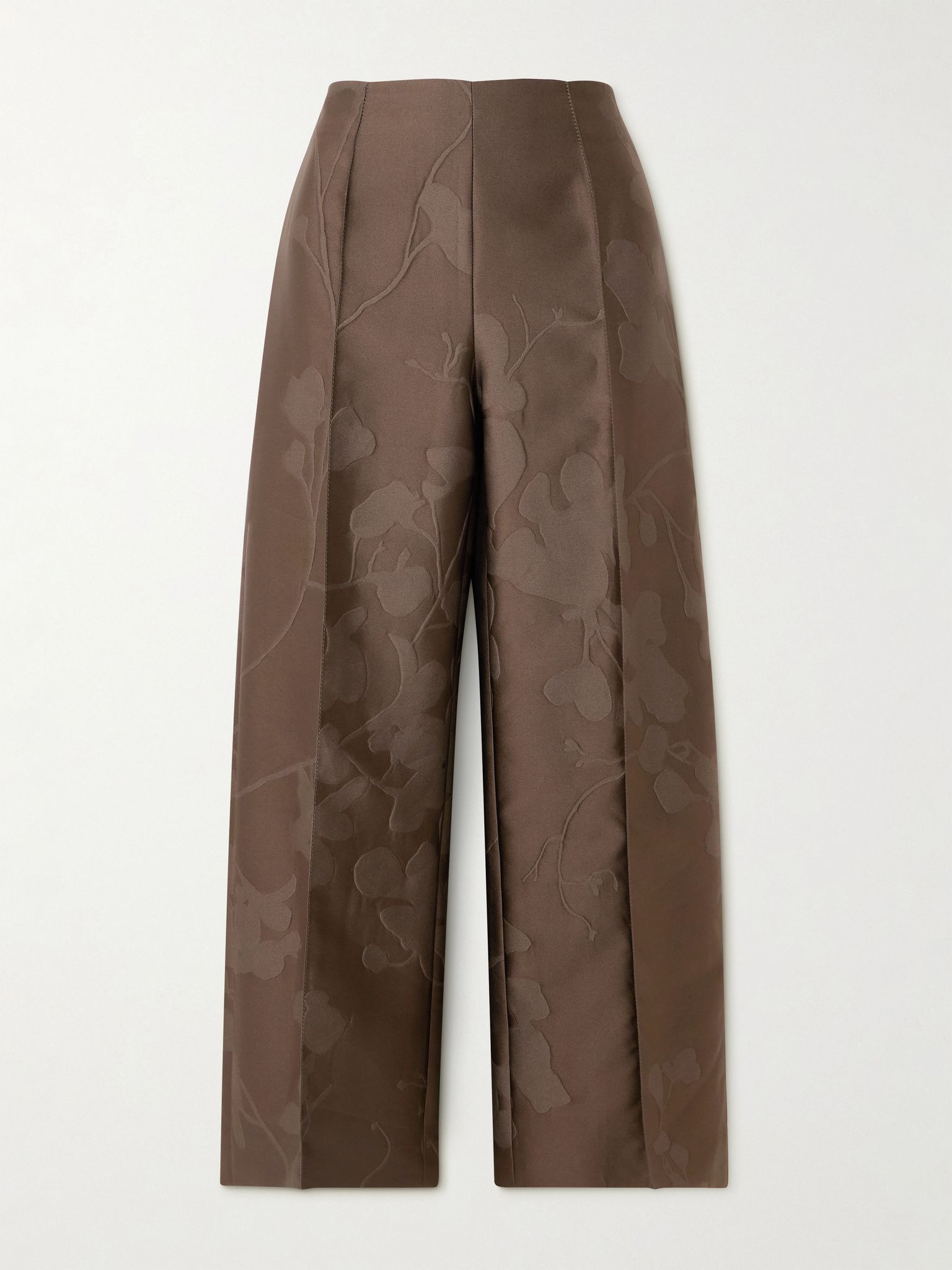 Daffy cropped cloqué wide-leg pants Brown - 1