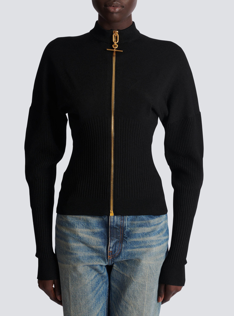 Zipped knit cardigan 5