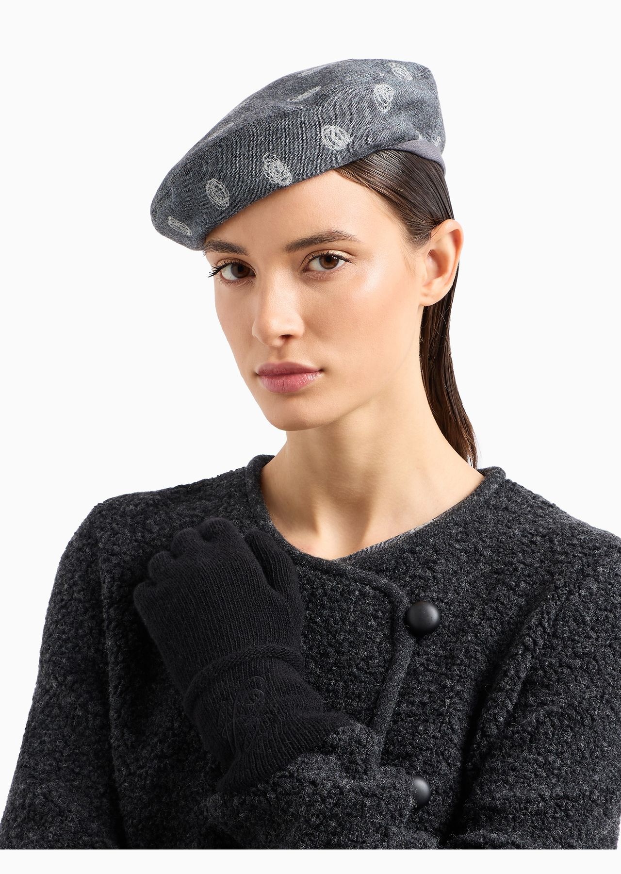 Wool knit gloves with EA signature logo embroidery - 3
