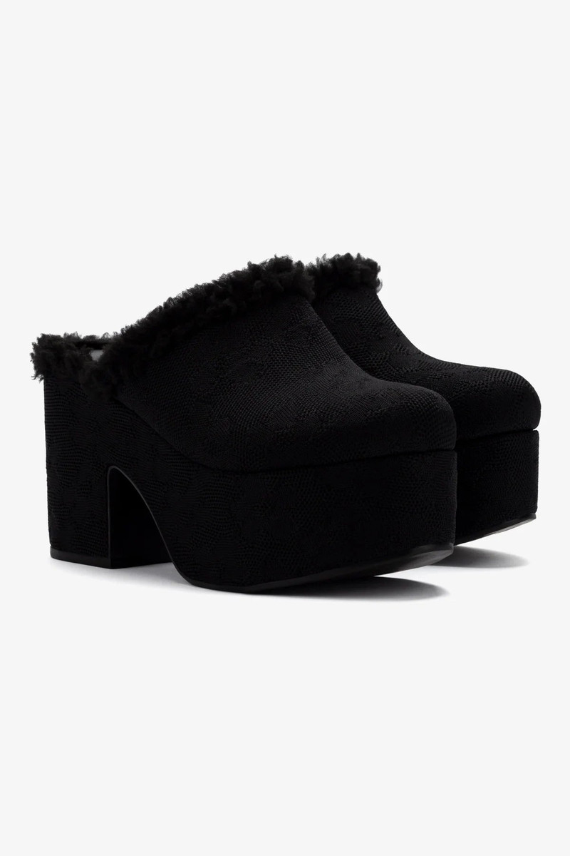 Miso Platform Clog In Black Knit 3