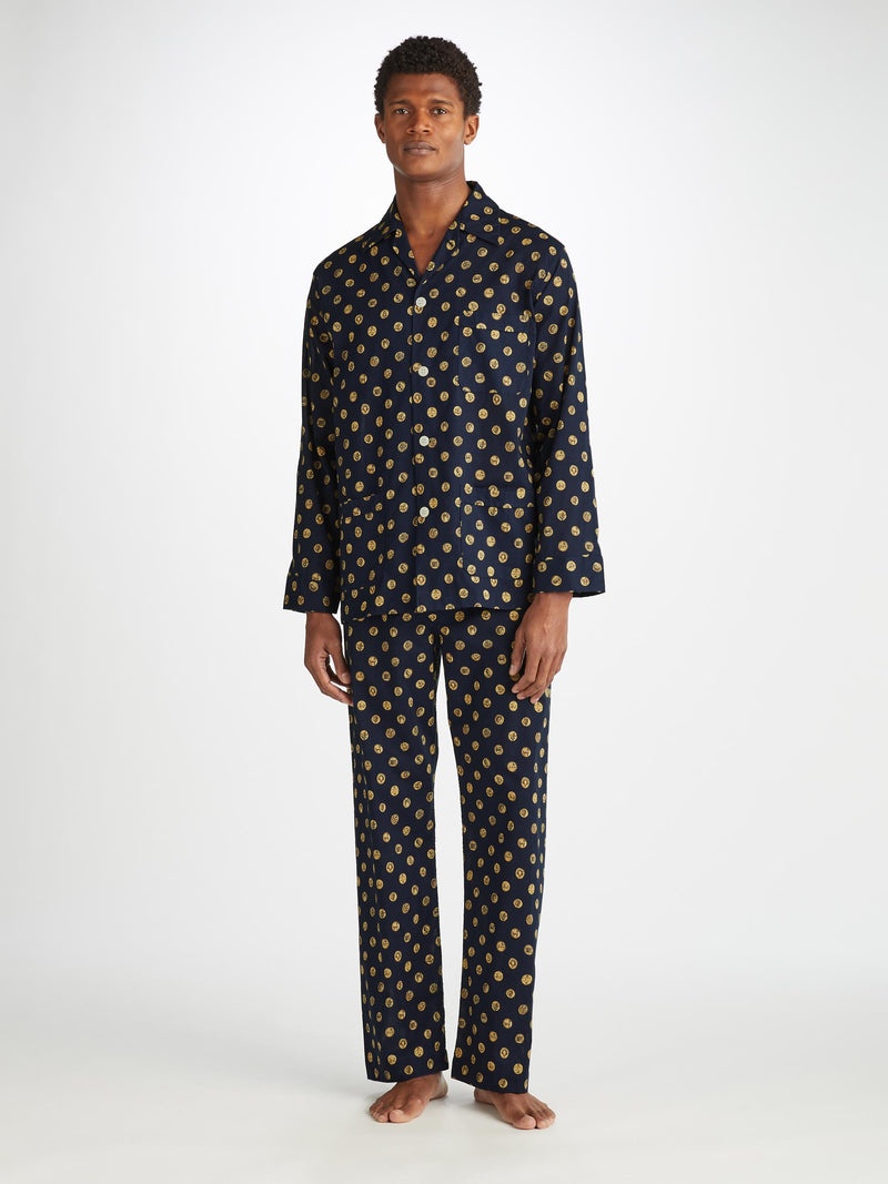 Men's Classic Fit Pajamas Ledbury 78 Cotton Batiste Navy - 3