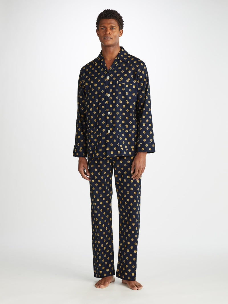 Men's Classic Fit Pajamas Ledbury 78 Cotton Batiste Navy 3