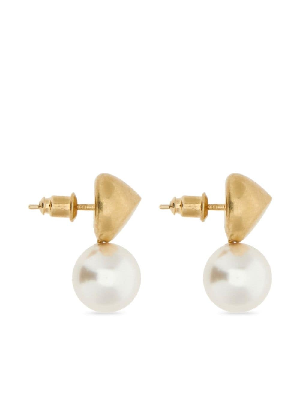 logo-engraved bead-pendant earrings - 2