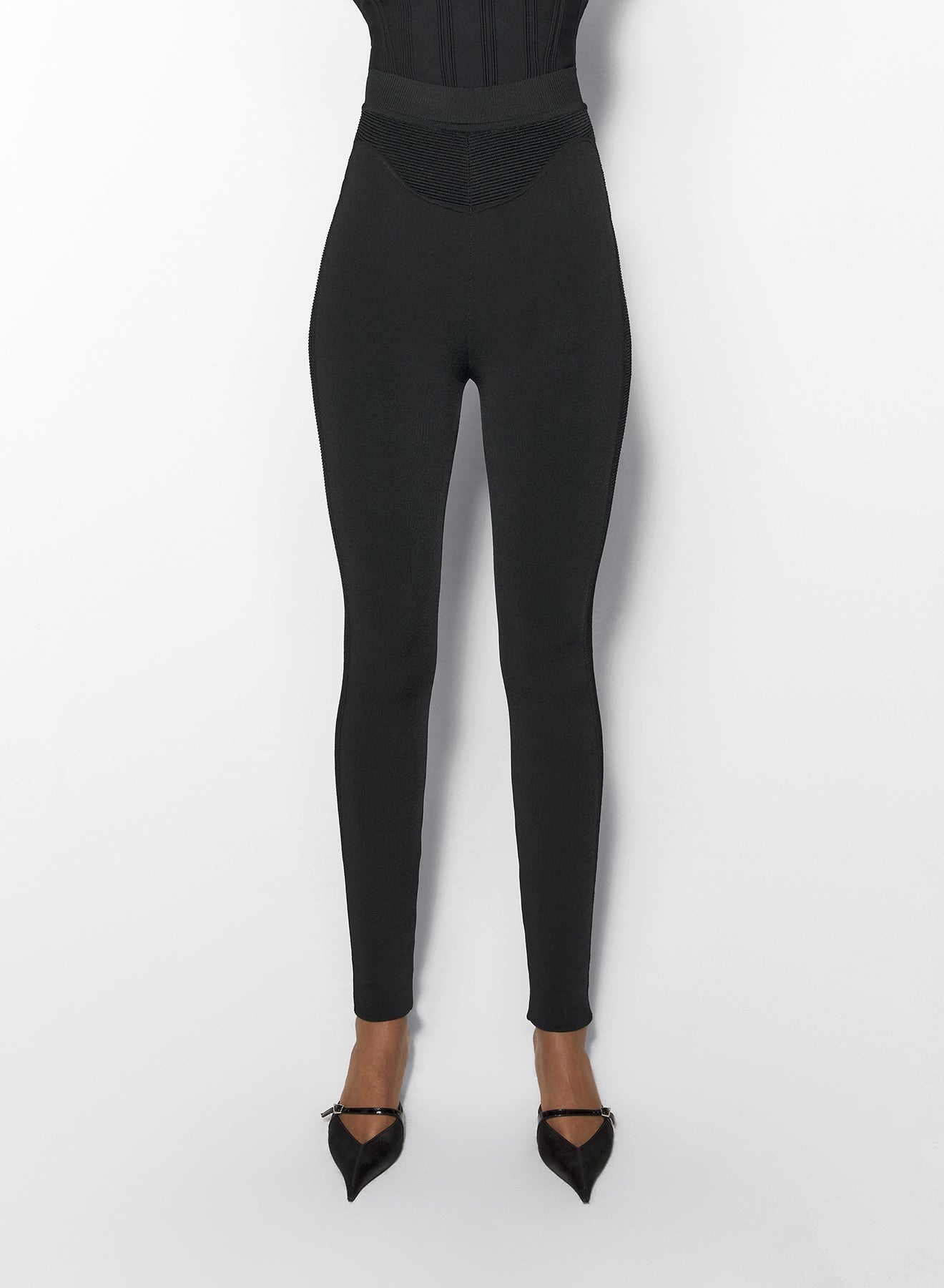 black sculpting knit leggings - 1