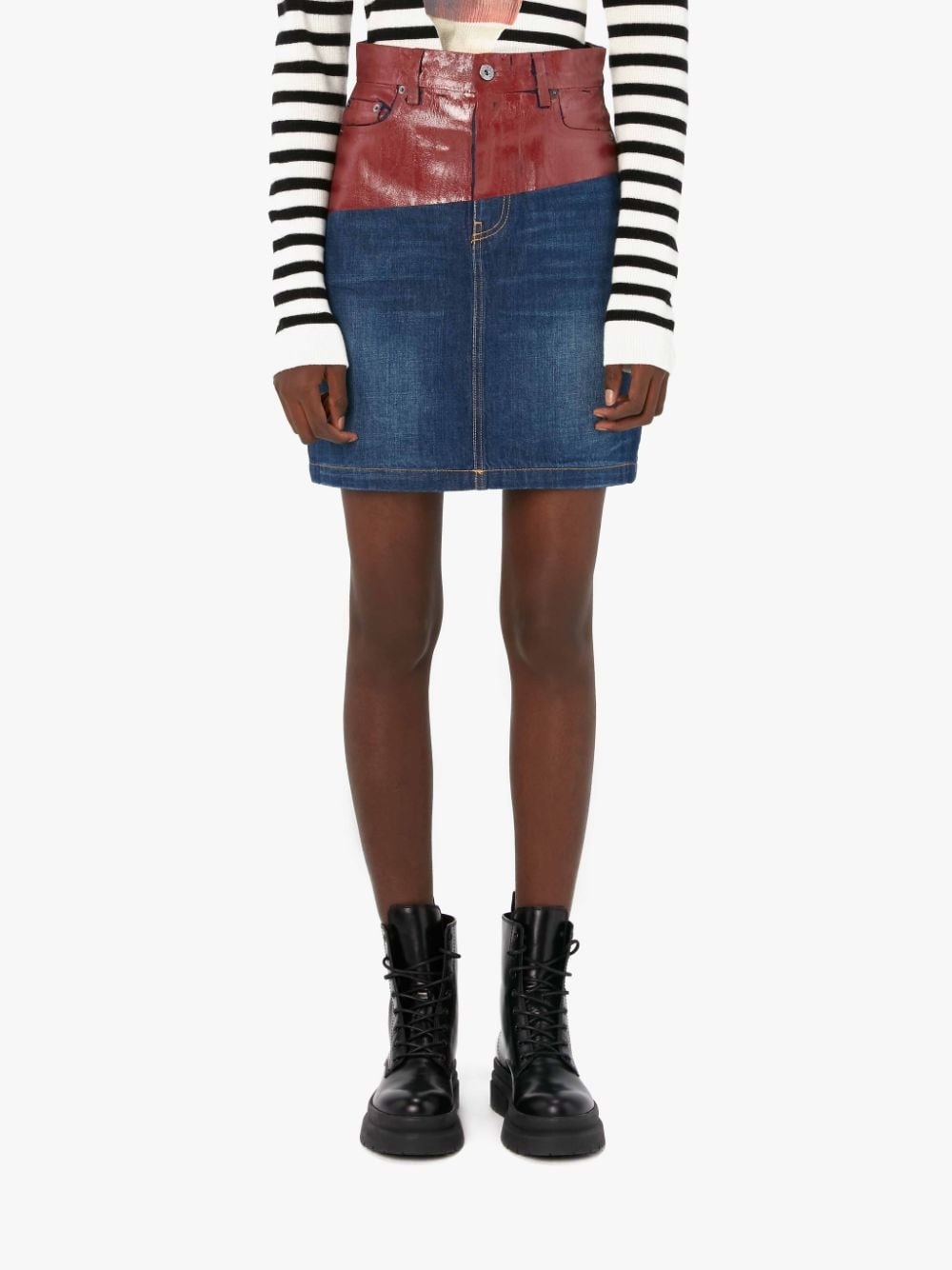 LACQUER PRINT DENIM MINI SKIRT - 2