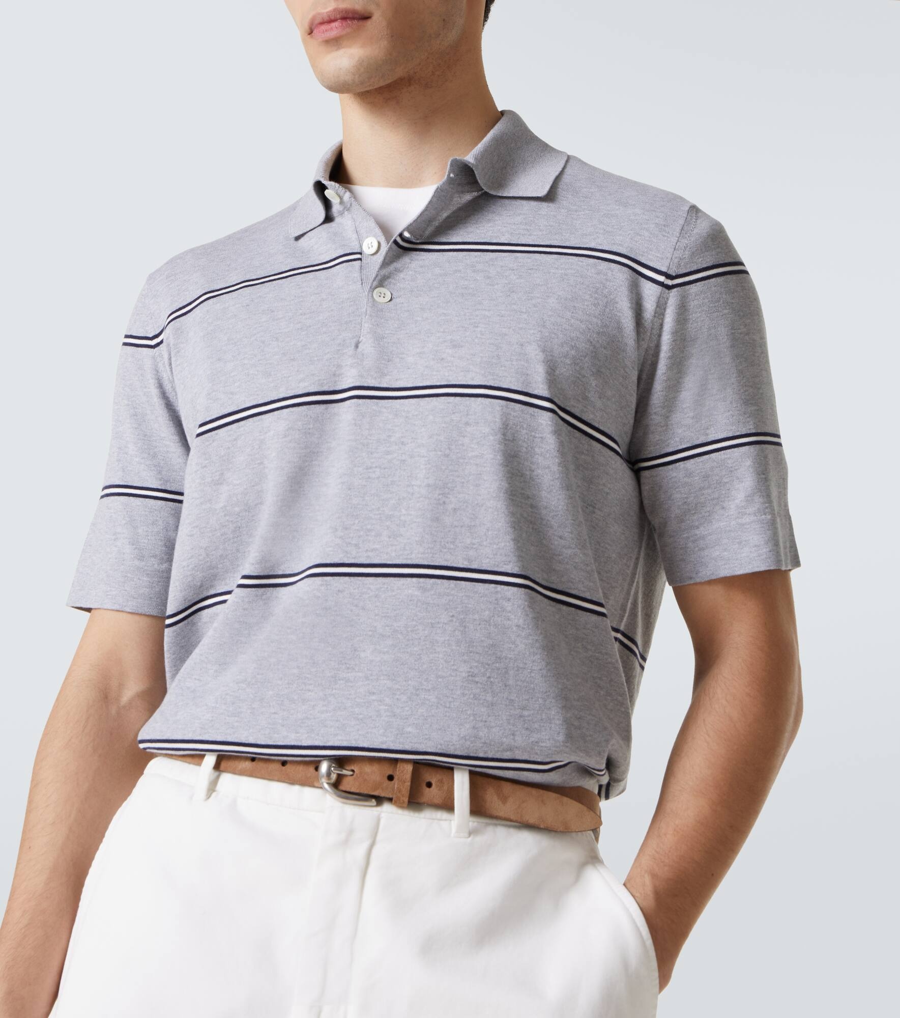 Striped cotton polo shirt - 5