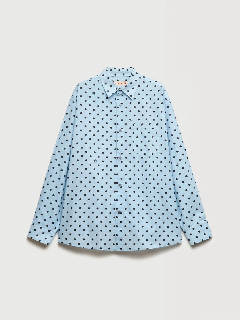 LIGHT BLUE POPLIN SHIRT WITH POLKA RHYTHM PRINT - 1