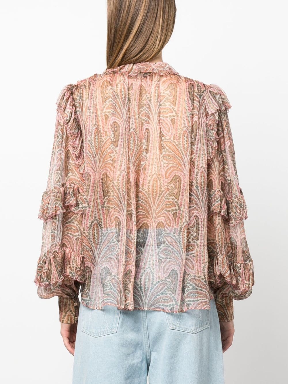 ruffled paisley-print silk blouse - 4