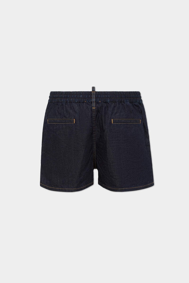 SUMMER LOVERS DARK WASH DENIM BEACH SHORTS - 2