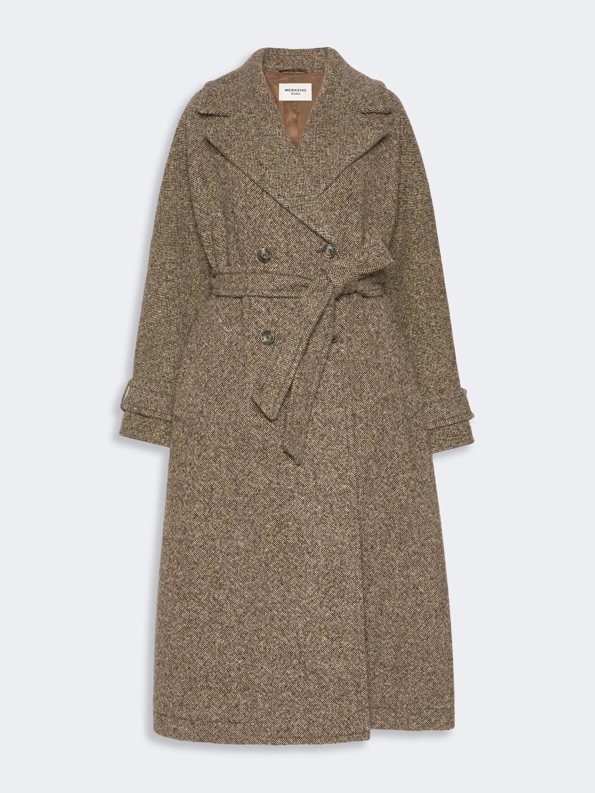 TEMA Long wool-blend tweed coat - BROWN - 1