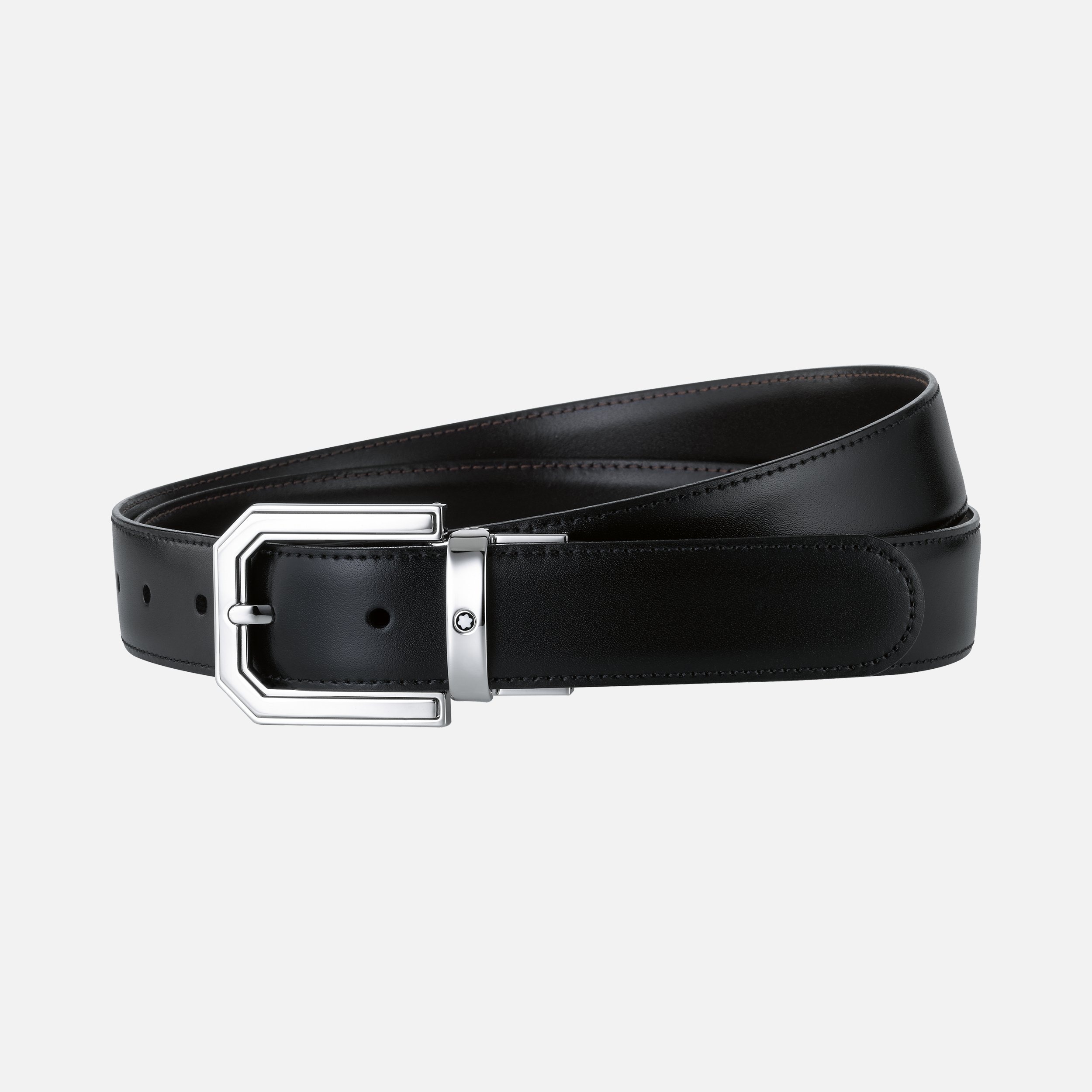Black/brown 30 mm reversible leather belt - 1