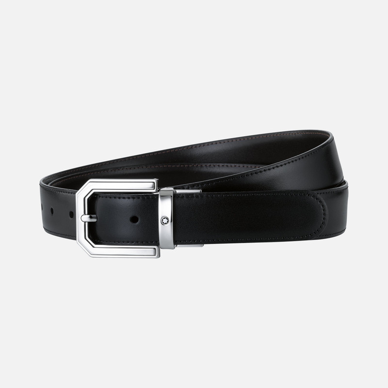 Black/brown 30 mm reversible leather belt 1