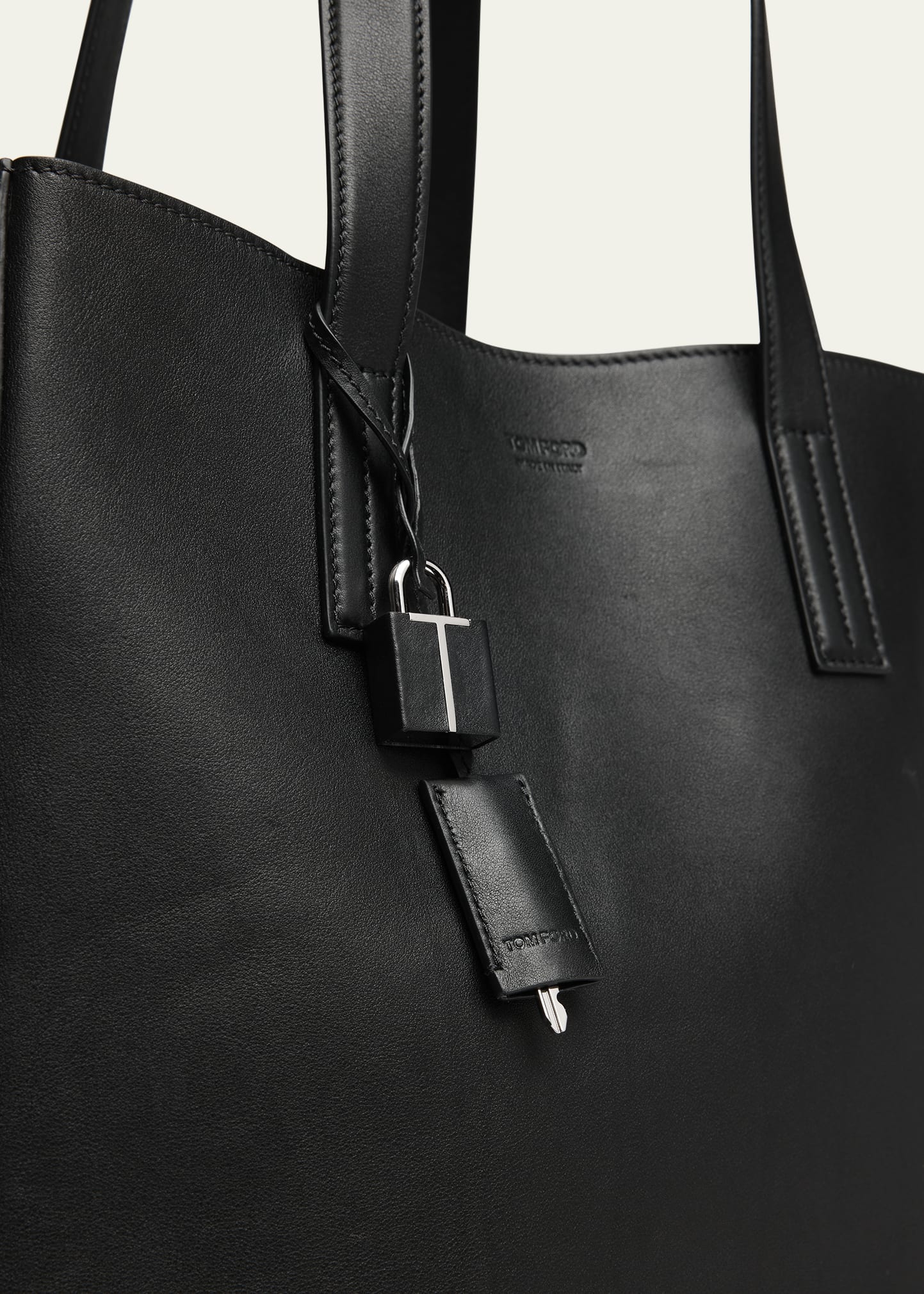 Men's Natural Leather North-South Tote Bag - 5