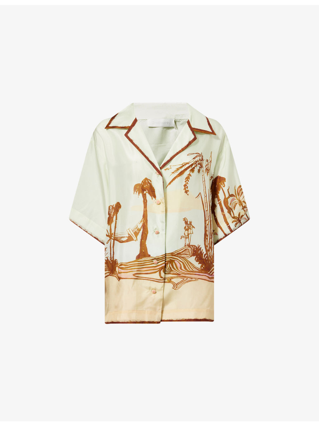 Coco Short-Sleeve Silk Shirt - 1