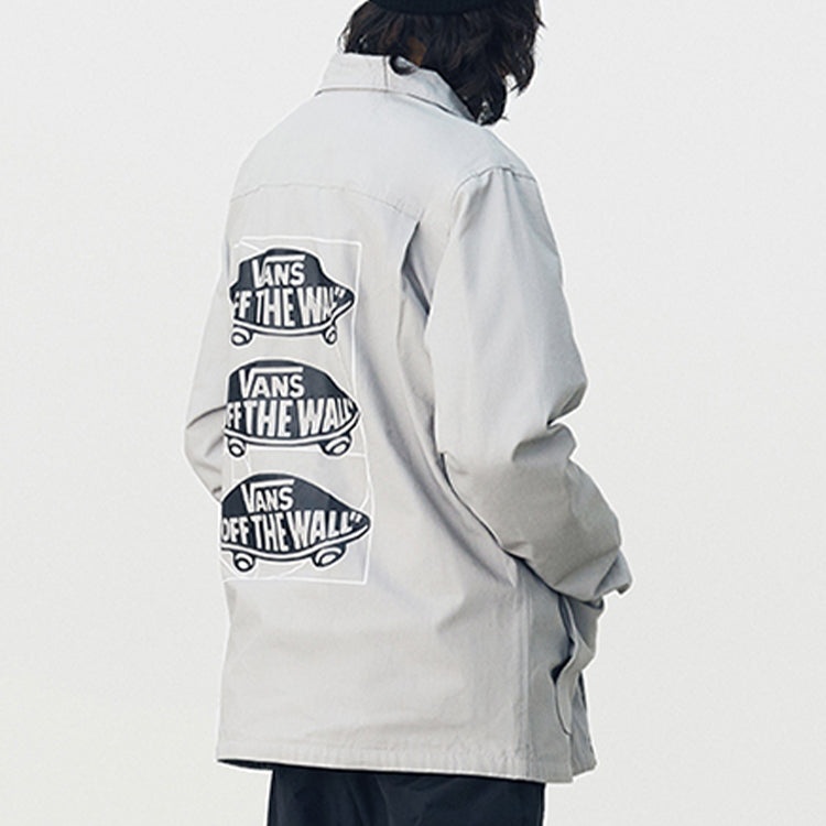 Men's Vans Series Skateboard Logo Printing Sports Jacket Gray VN0A5F5SSLV1 - 6