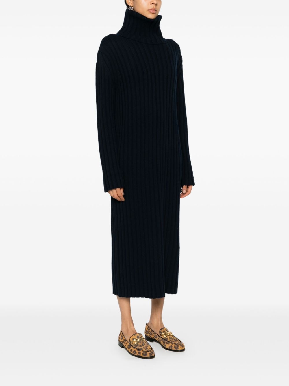 zip-up ribbed-knit dress - 3
