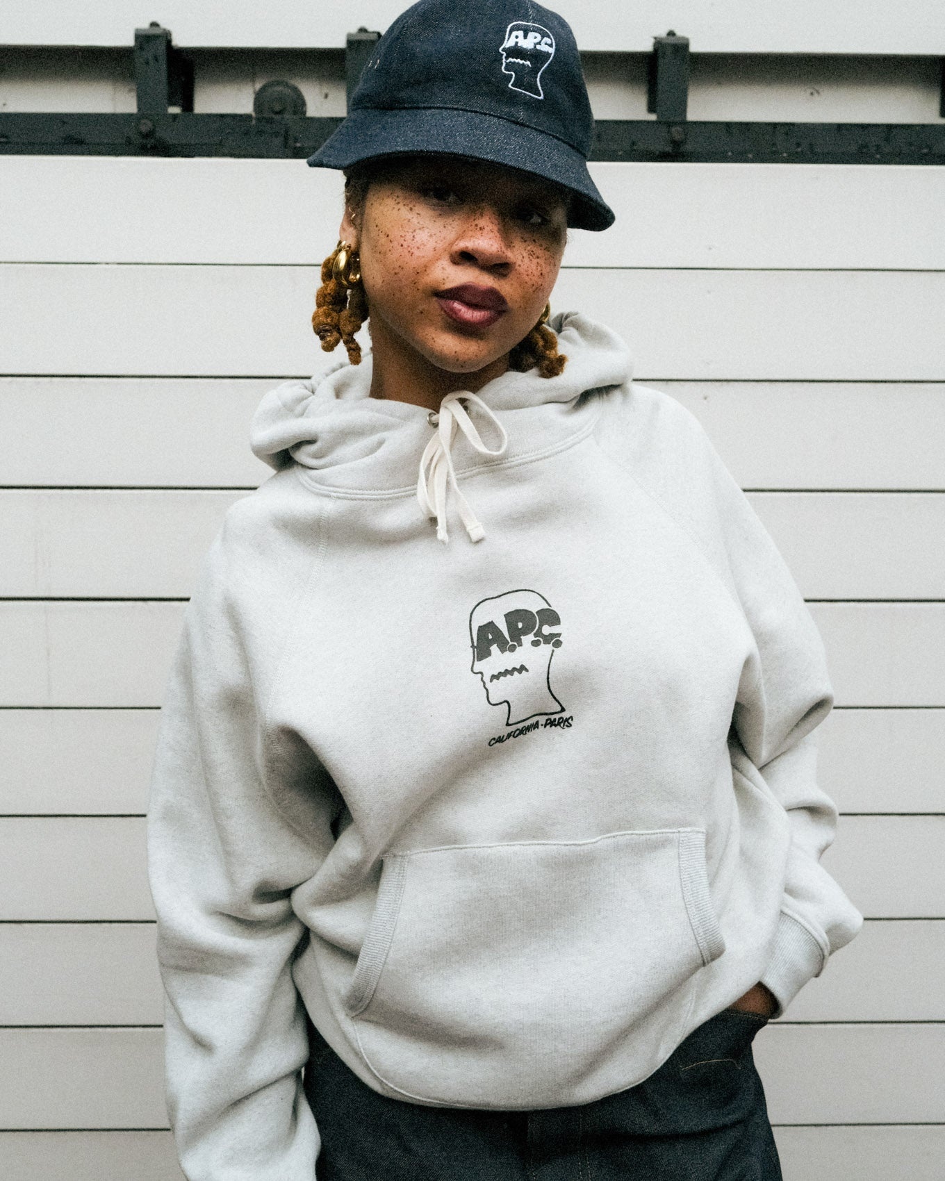 Brain Dead x A.P.C. Fleece Logo Head Raglan Hoodie - Oatmeal - 6