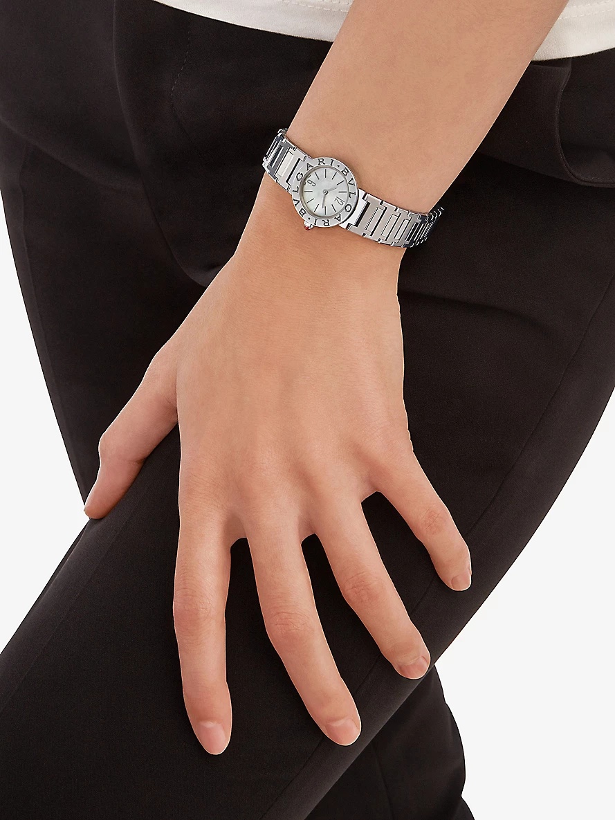 BBL23WSS BVLGARI BVLGARI stainless-steel and 0.196ct brilliant-cut diamond quartz watch - 4
