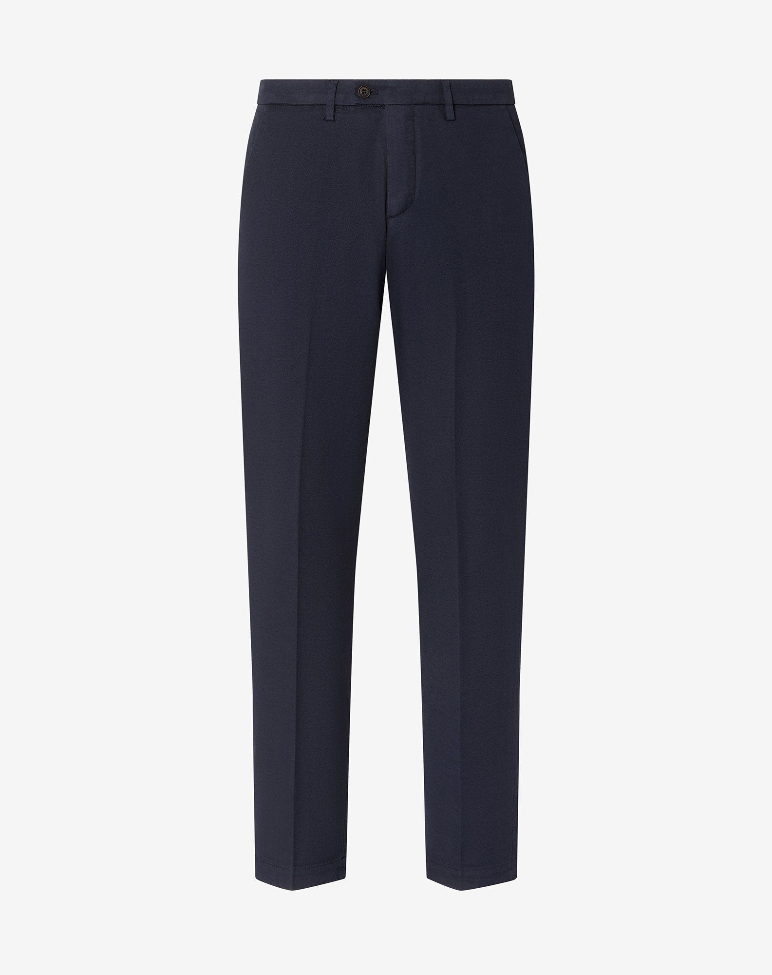 Navy blue stretch cotton and linen chinos - 1