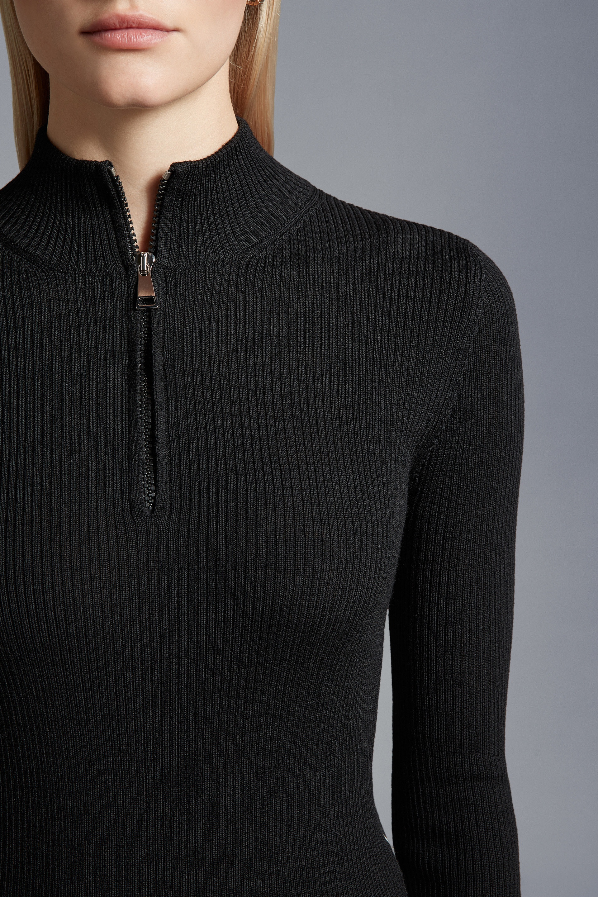 Wool Zip-Up Turtleneck Sweater - 6