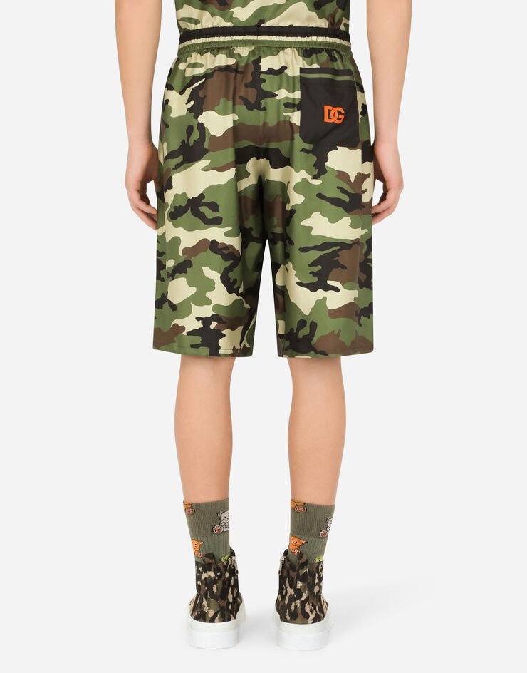 Silk shorts with camouflage print and patch - 2