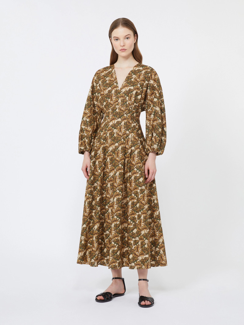 ASTICE Printed cotton poplin dress - NATURAL 3