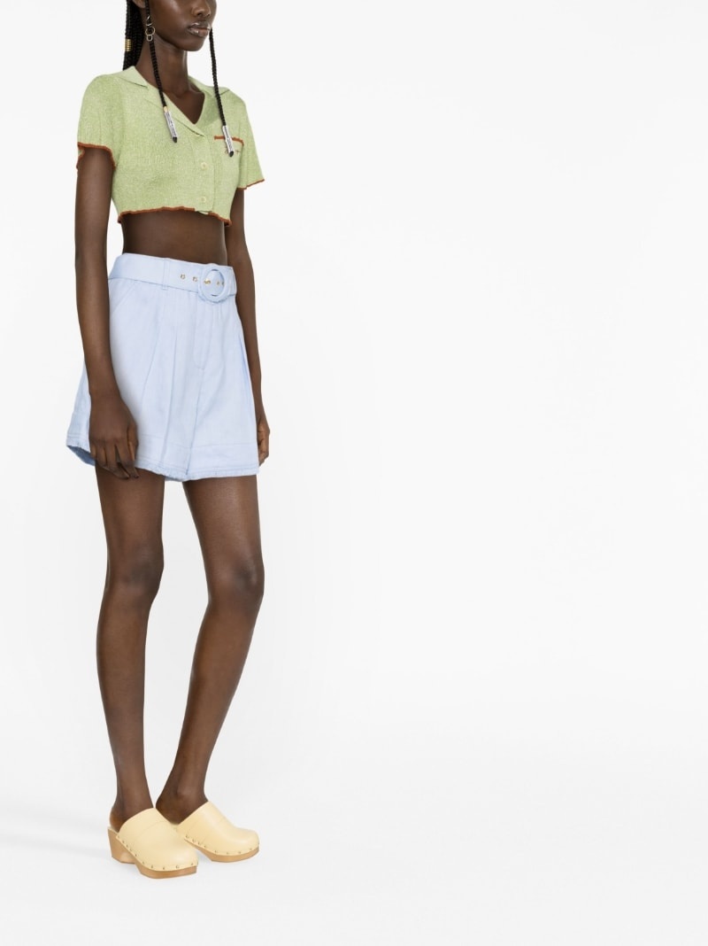 raw-edge belted short shorts - 2
