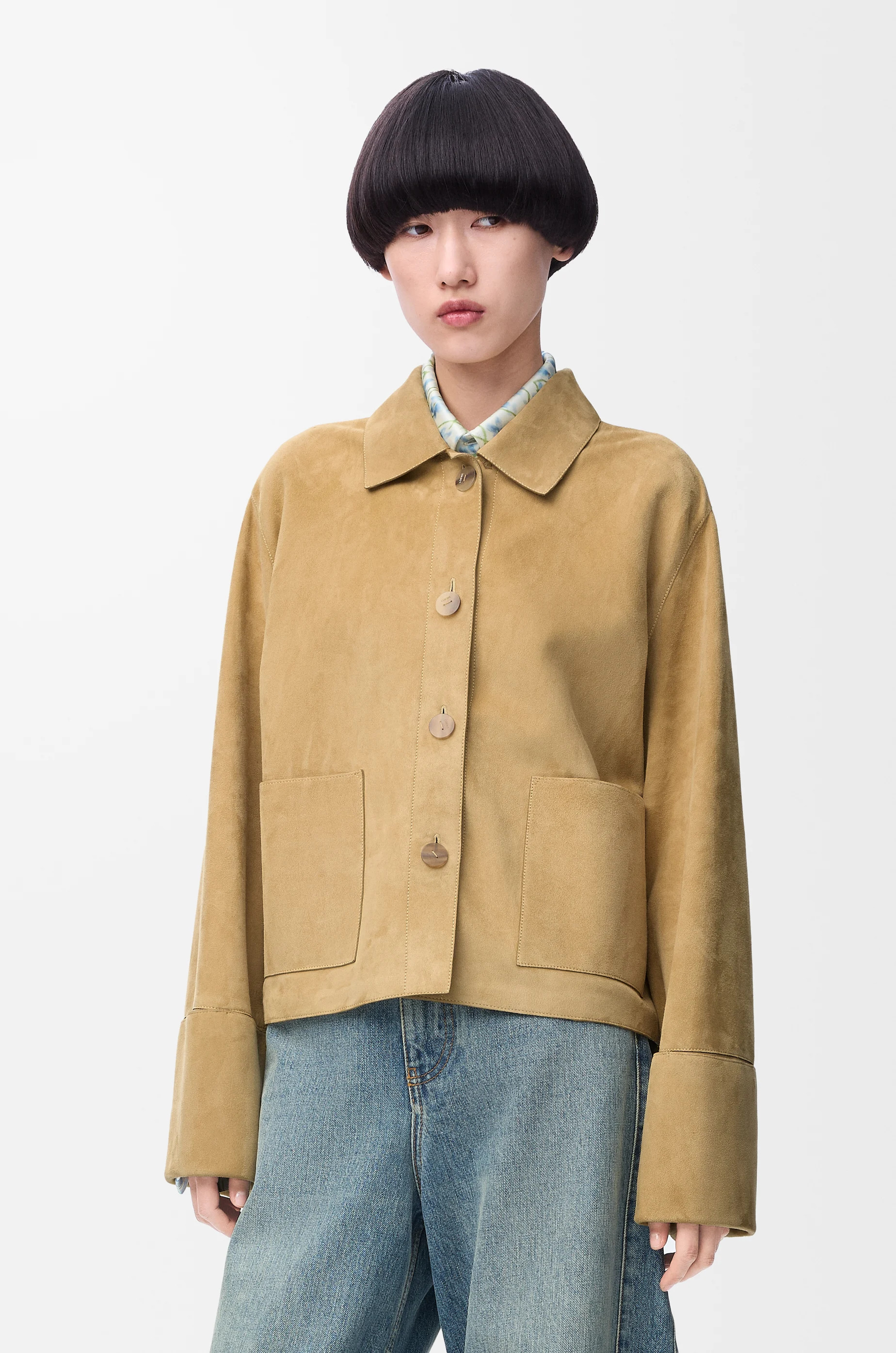 Turn-up jacket in suede lambskin - 3