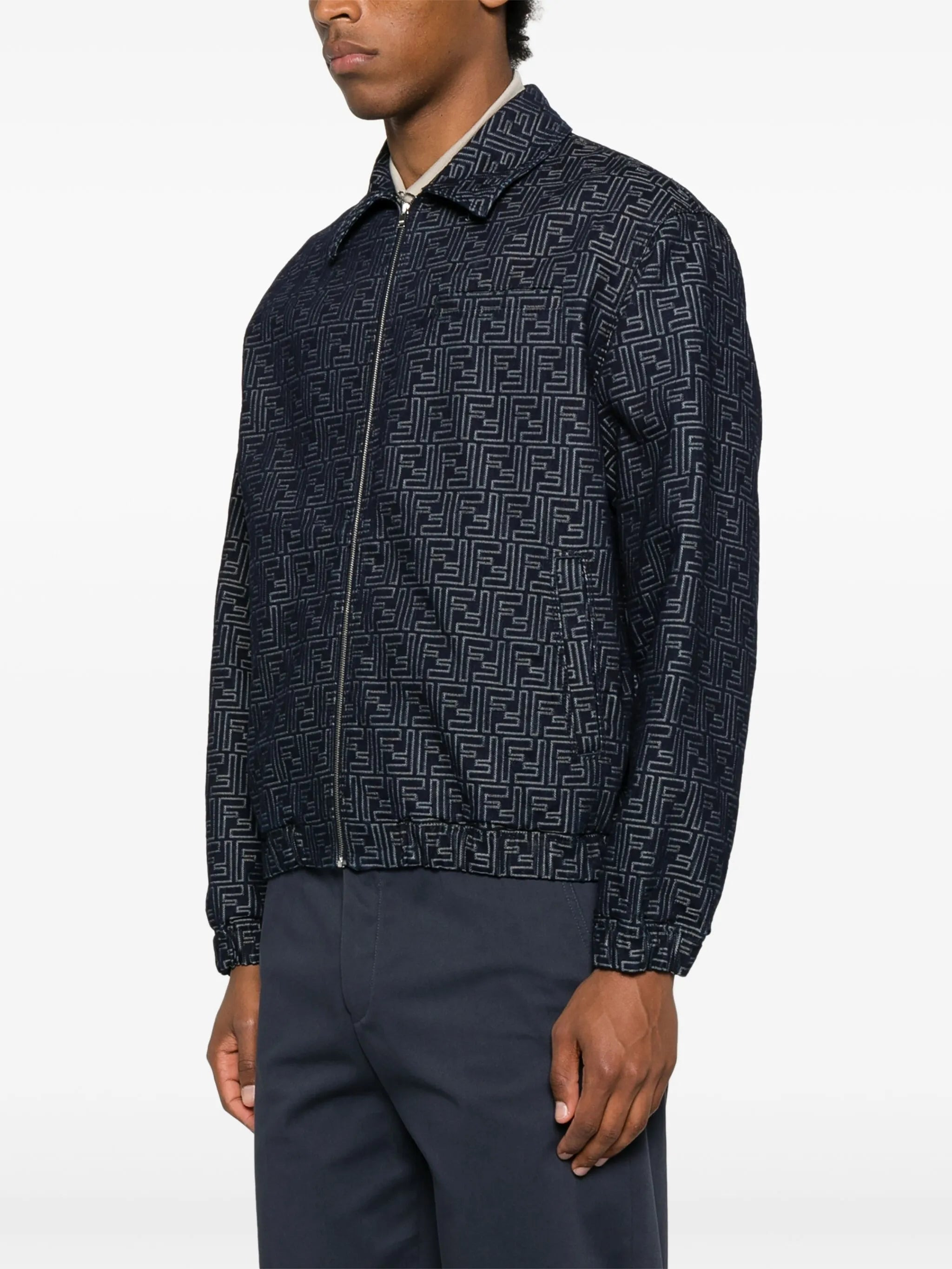 FF-jacquard denim bomber jacket - 3